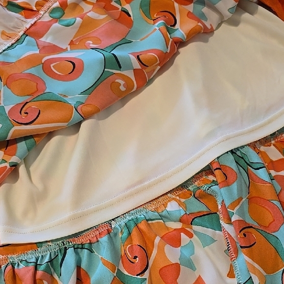 She + Sky Orange and Green Midi Dress - Picture 4 of 6